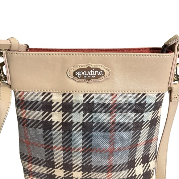 Spartina 449 Genuine Leather & Natural Linen Daufuskie Island Crossbody Bag - Picture 2 of 16